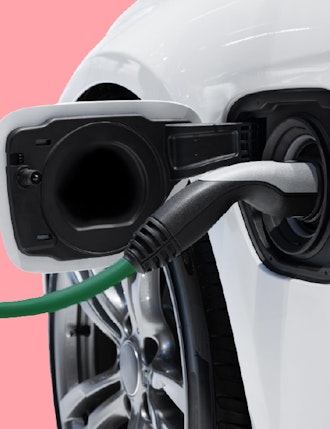 EV charger plugged into car