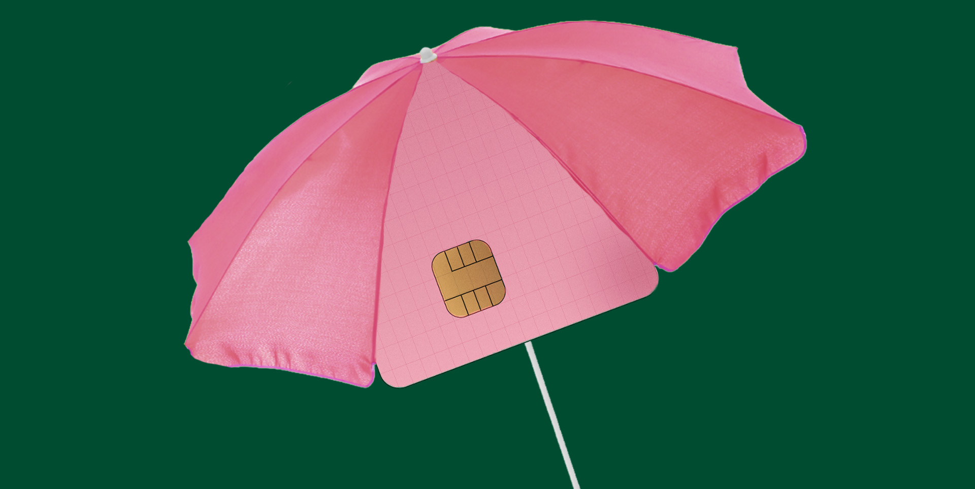 beach umbrella with payment card as a panel