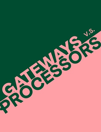 Thumbnail depicting payment gateways vs payment processors in a diagonal line