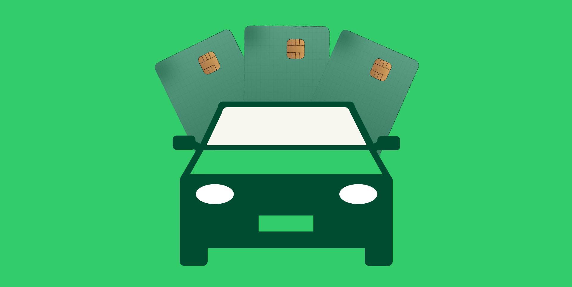 car with payment cards above