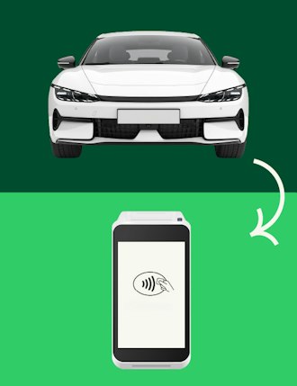 a car next to a payment device