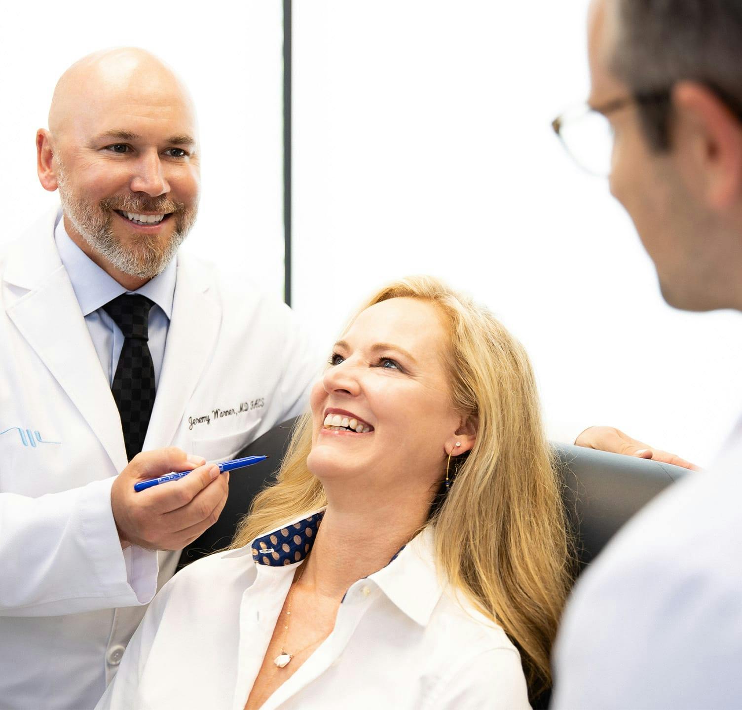 Dr. Warner and patient smiling