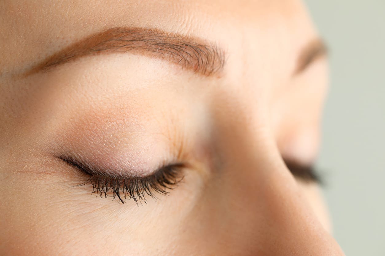 Close-up of woman's eyelids