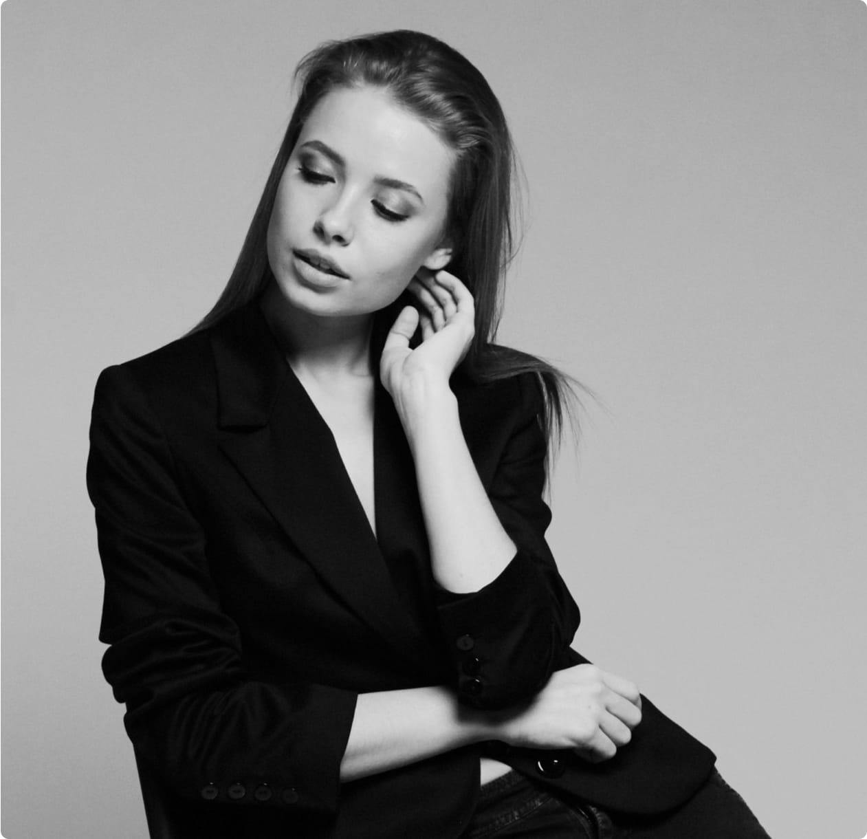 woman looking down at the floor