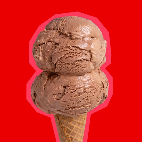 double scoop of ghost chili chocolate ice cream in a sugar cone