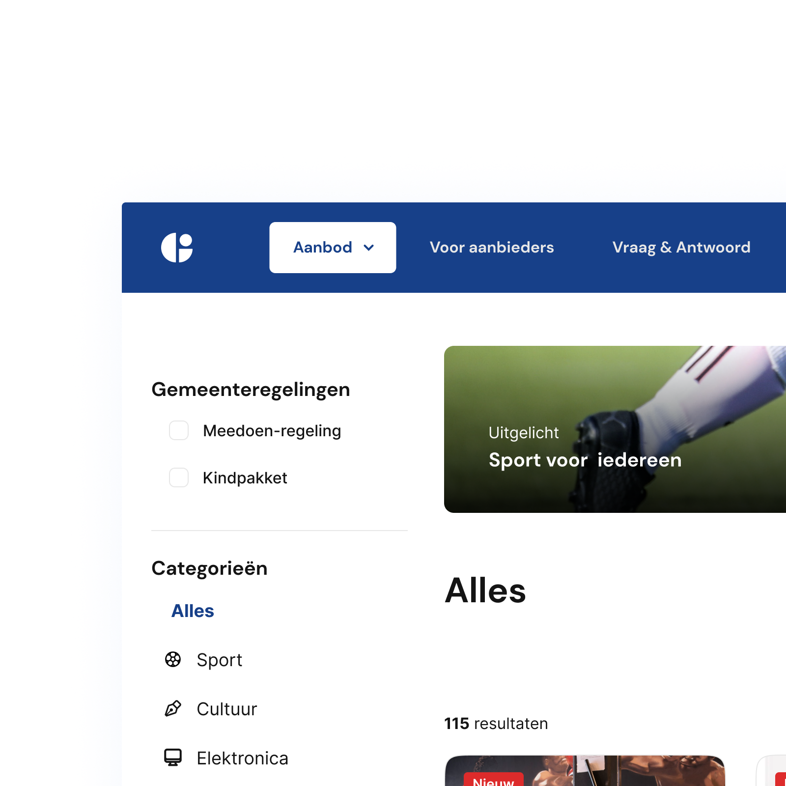 De webwinkel voor inwoners met de regelingen in beeld