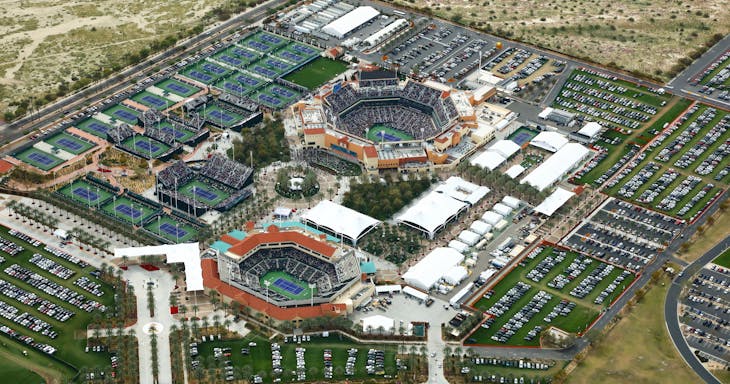 An aerial view of Indian Wells Tennis Garden