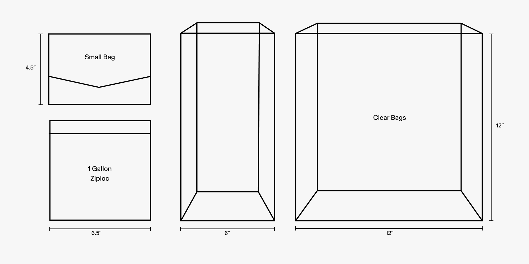 Attendees are allowed a 12" x 12" x 6" clear bag, a one-gallon freezer bag, and a 4.5" x 6.5" bag.