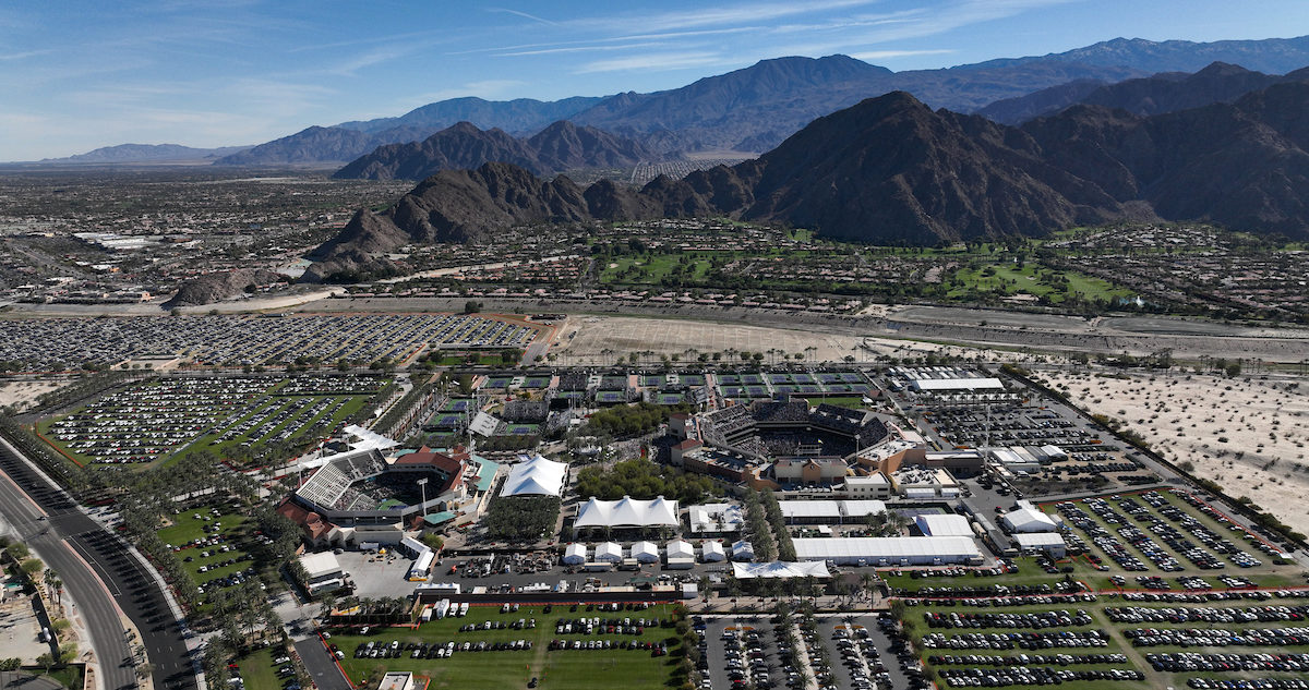 Aerial view of the city of Indian Wells with the Tennis Garden at the center
