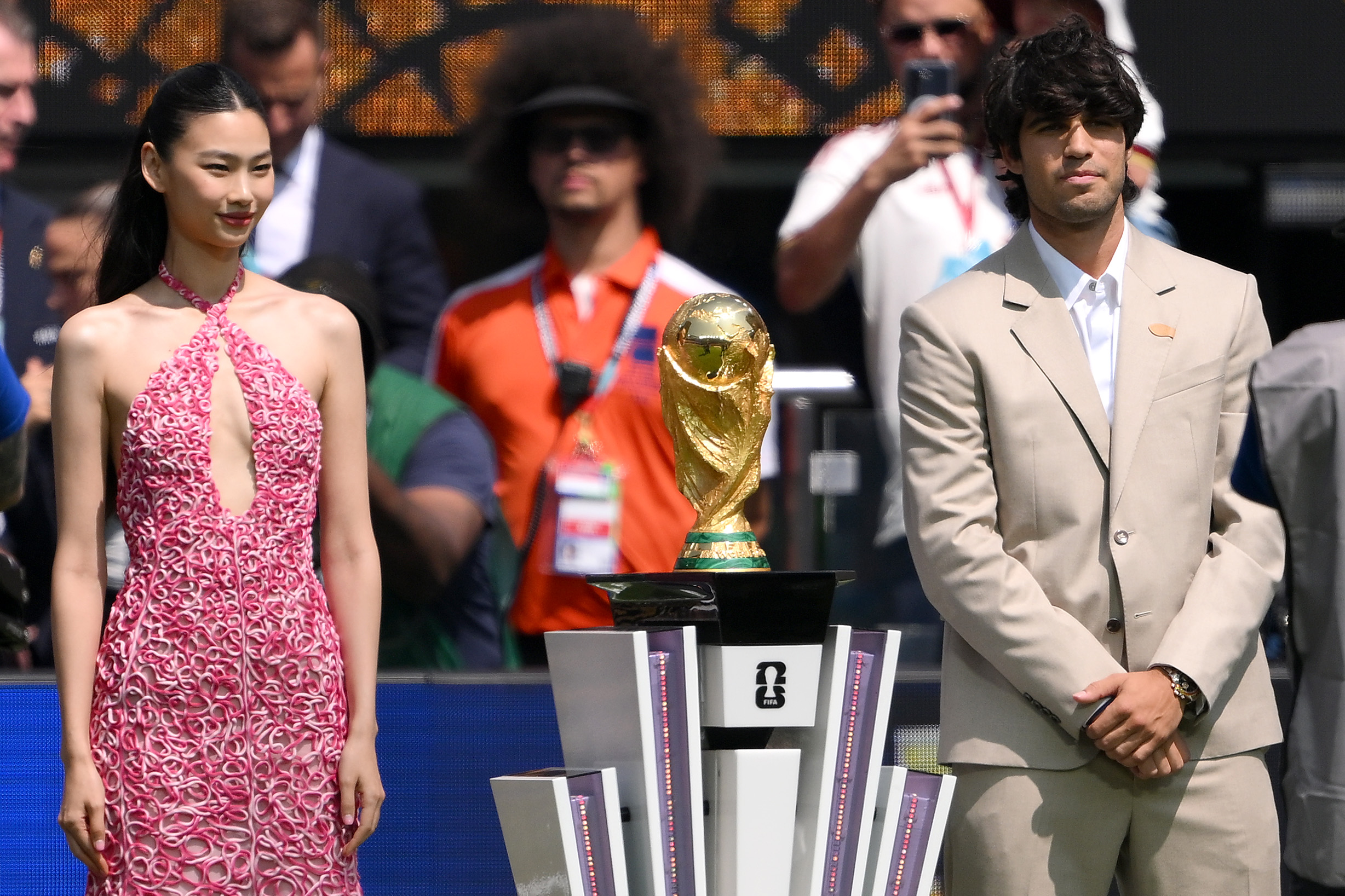 Carlos Alcaraz carried out the FIFA World Cup trophy pre-game on Sunday.