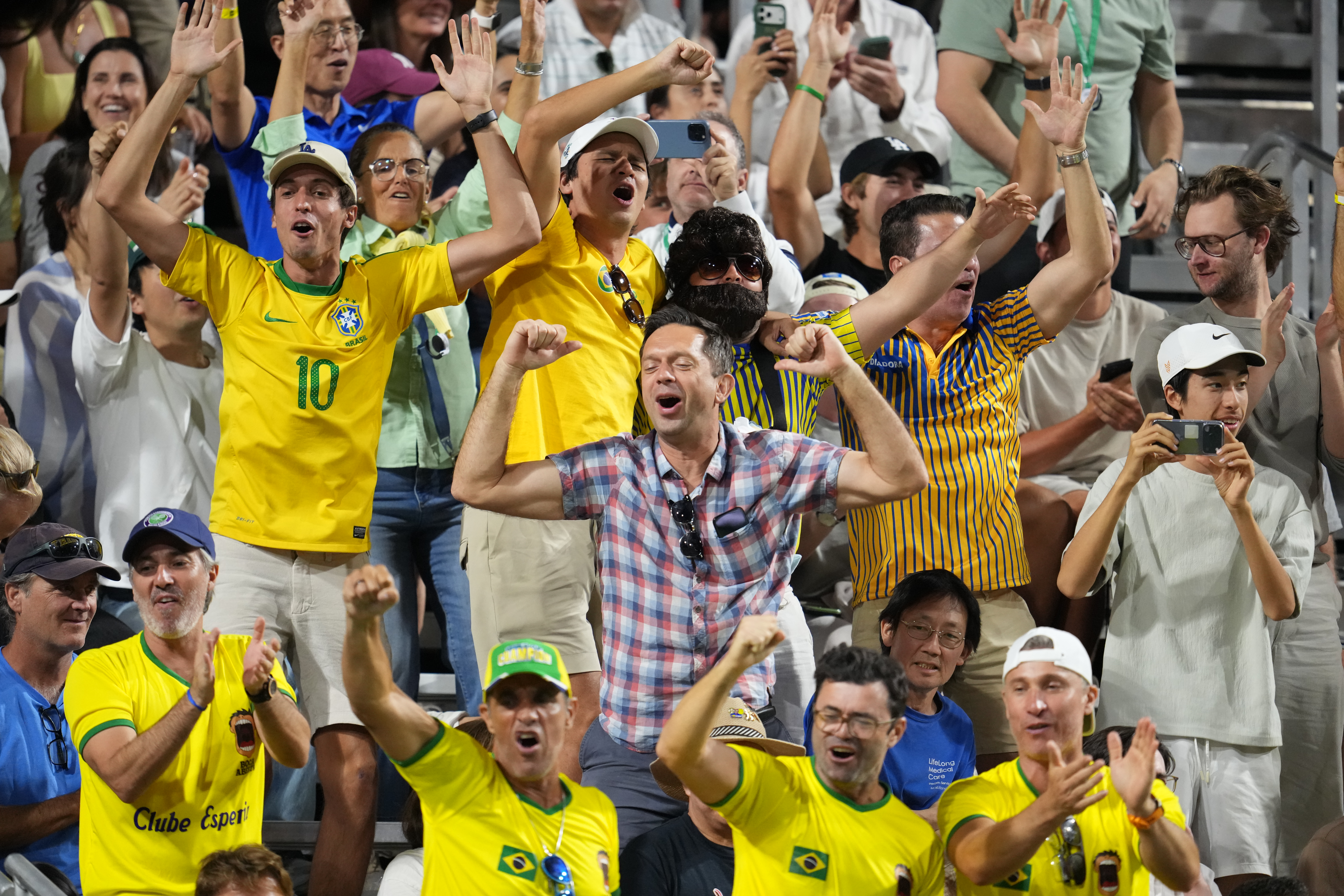 Brazilian fans turn out in force to support Joao Fonseca.