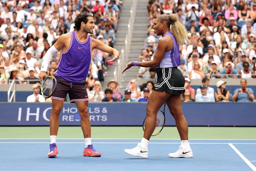 Carlos Alcaraz ended his four-month injury layoff by partnering Serena Williams in the US Open mixed doubles.