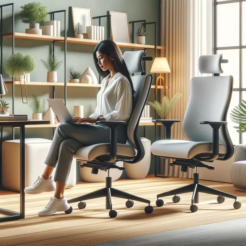 employé qui travail sur une chaise ergonomique