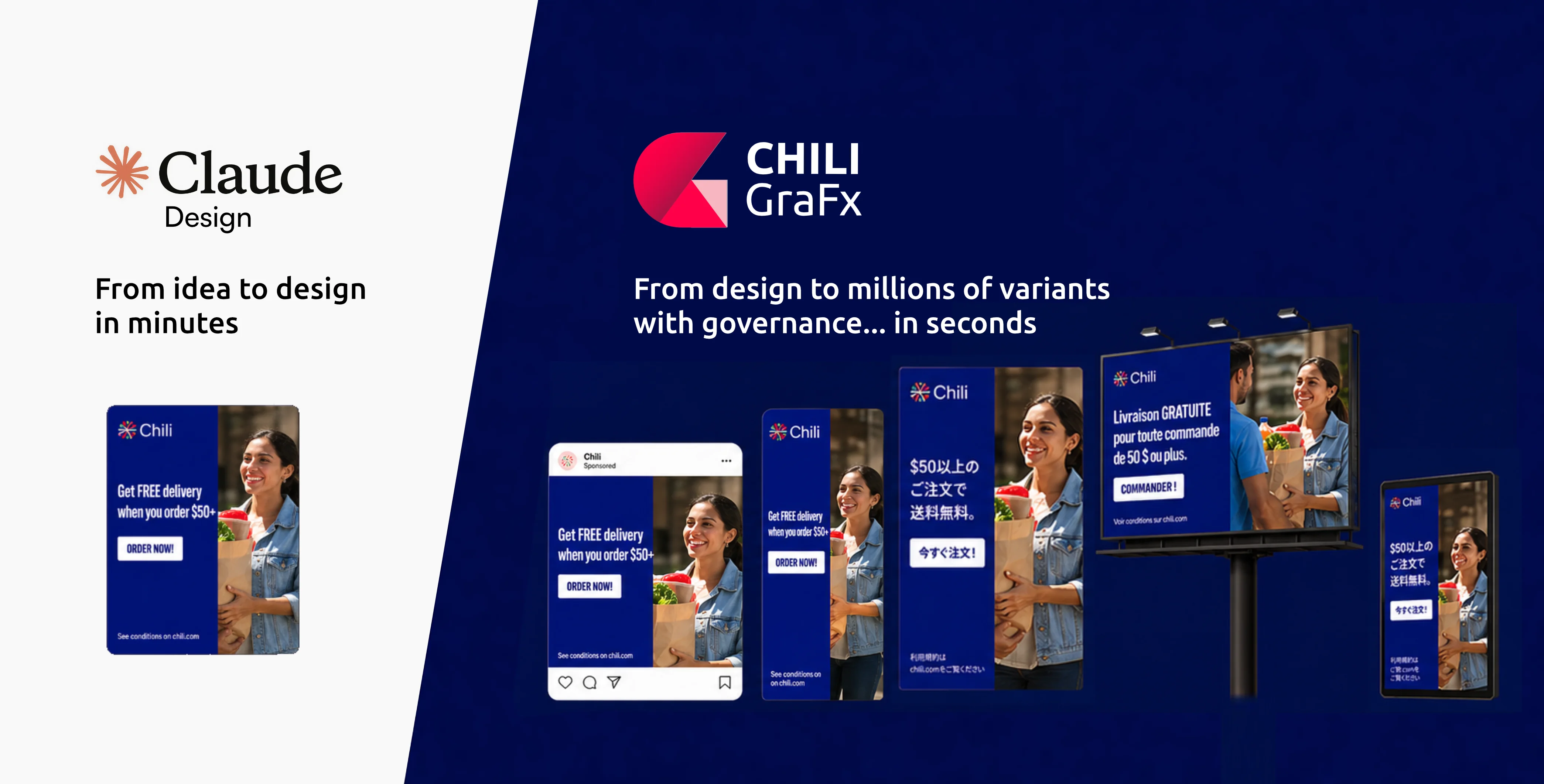 Claude Design vs. CHILI GraFx's ability to produce millions of variants