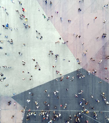 High angle view of people on a street