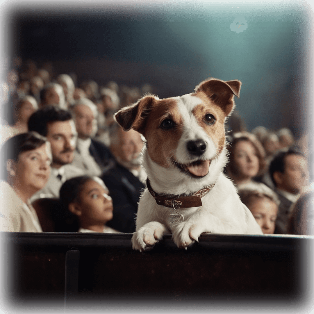 Jack Russell na plateia de um cinema