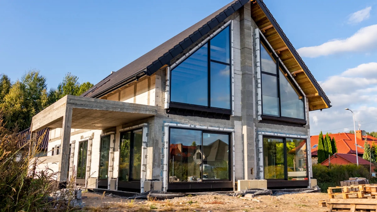 House with large slanted windows