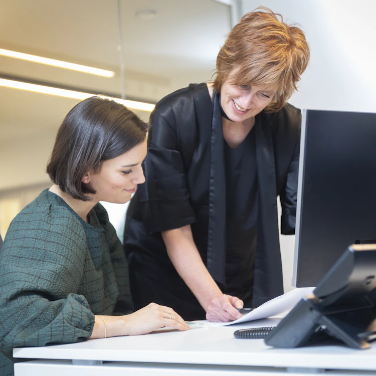 Twee collega's bespreken een dossier