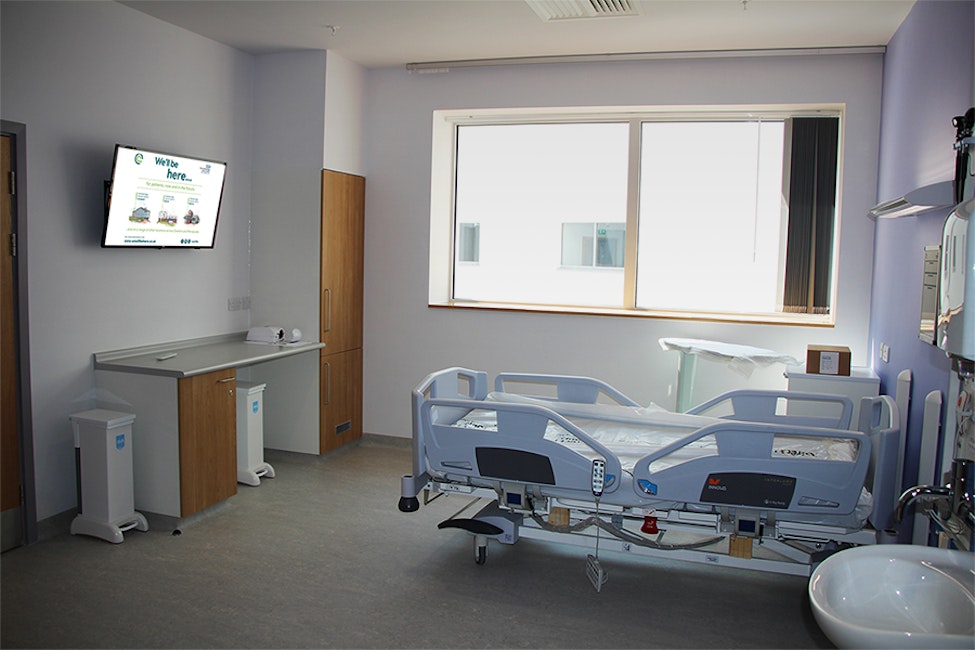 large screen tvs installed with companionwave patient engagement on all the single bedded rooms