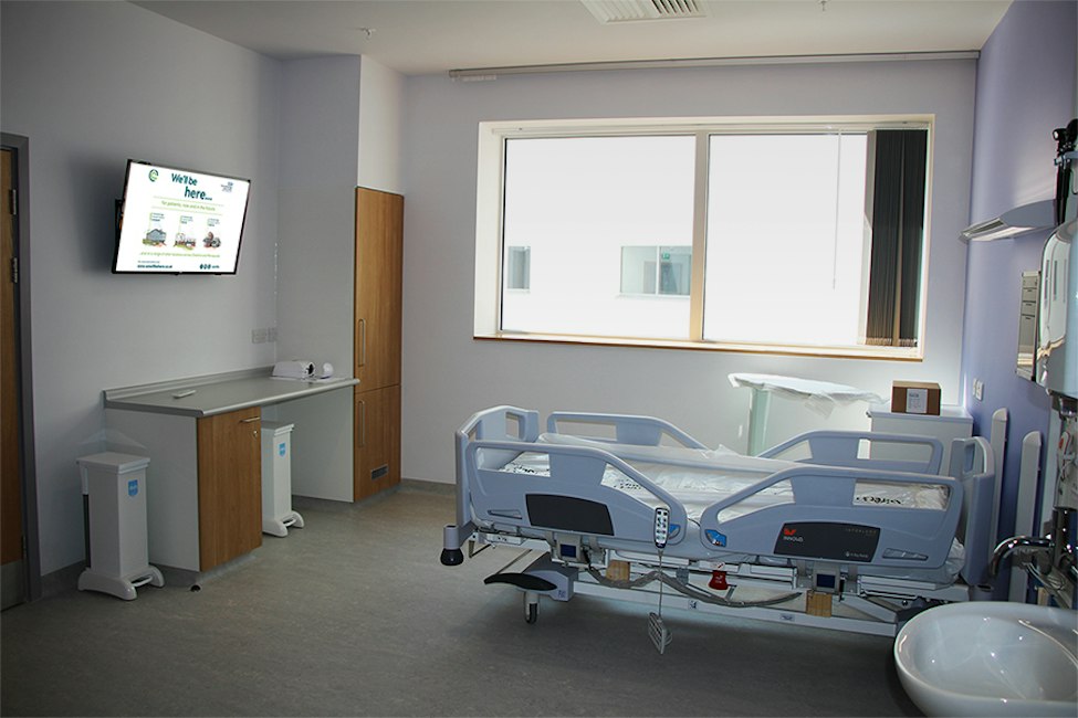 large screen tvs installed with companionwave patient engagement on all the single bedded rooms