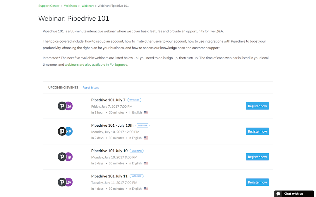 pipedrive webinars