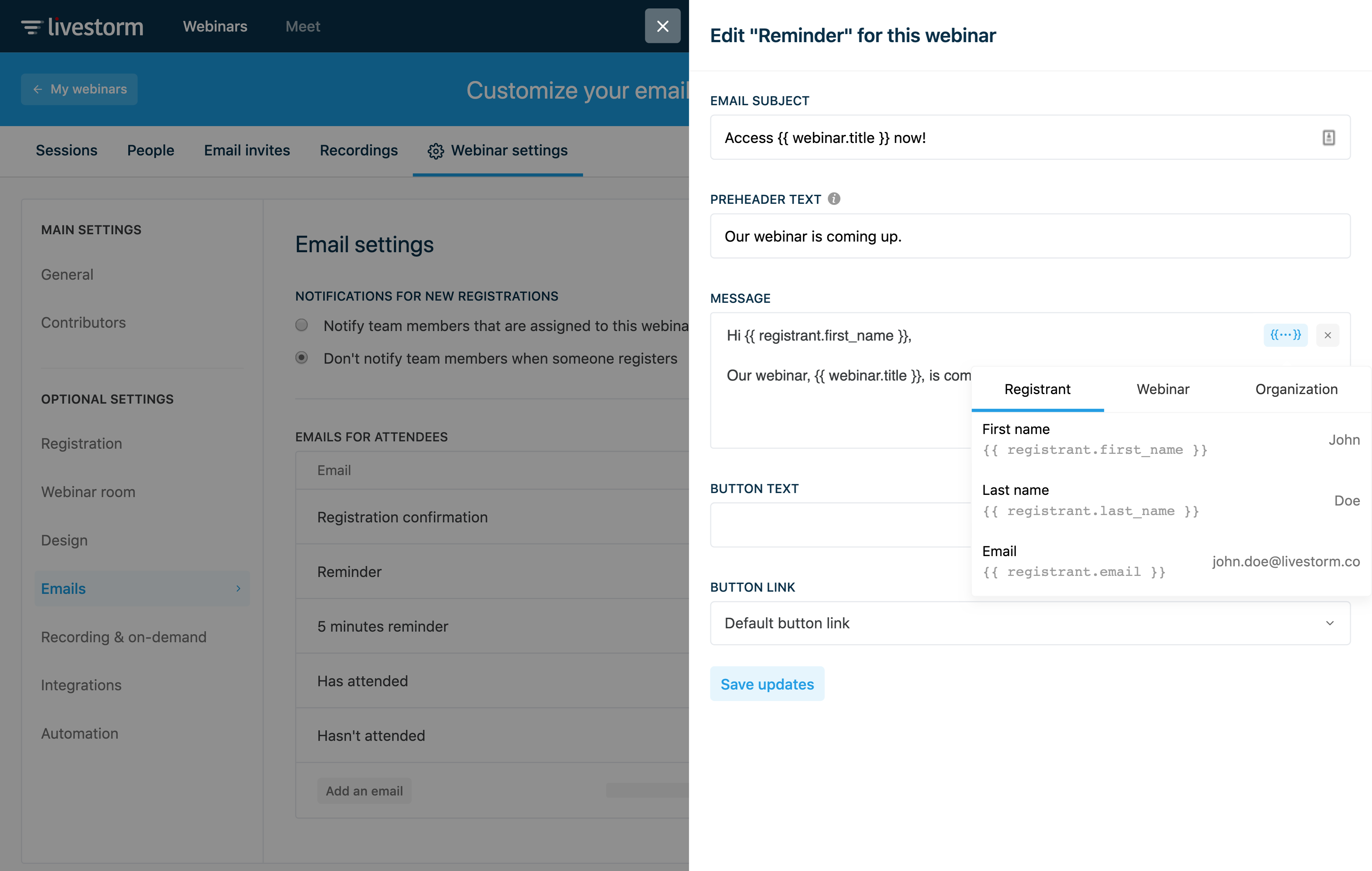 personalizing your emails with variables