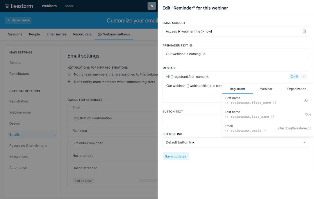 personalizing your emails with variables
