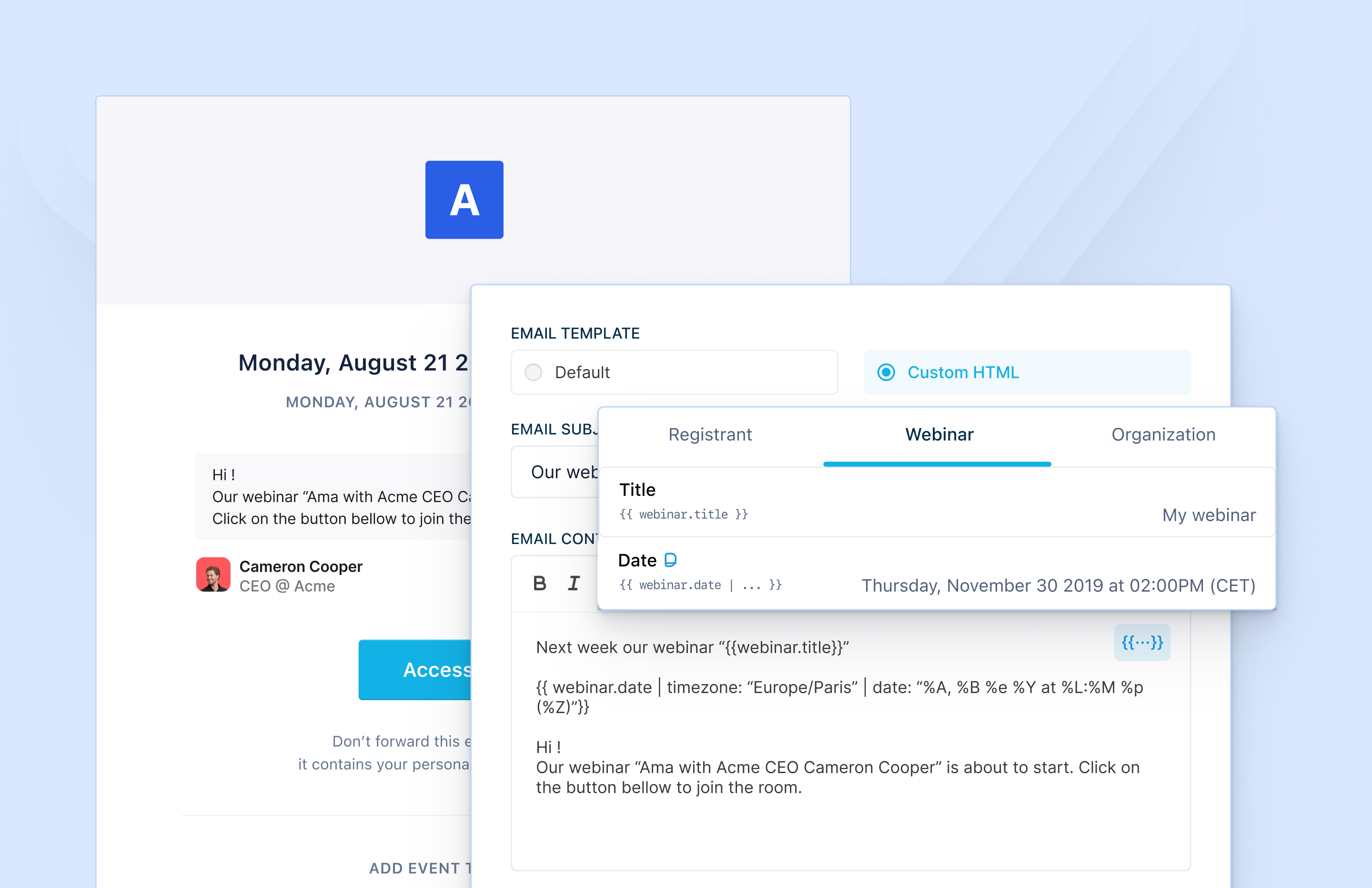 Livestorm automated email reminder