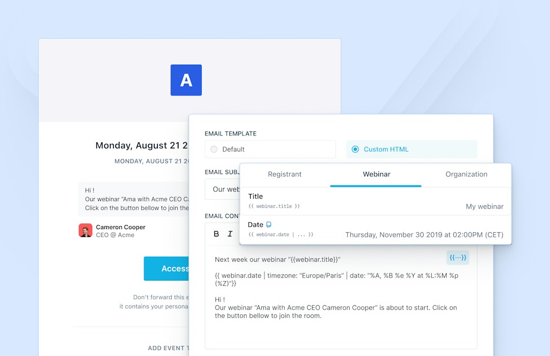Livestorm automated email reminder