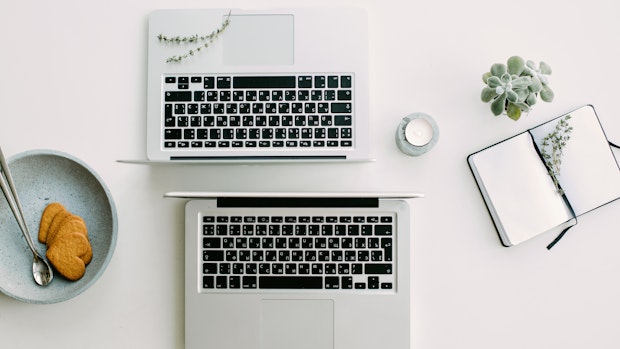 Two laptops on a table