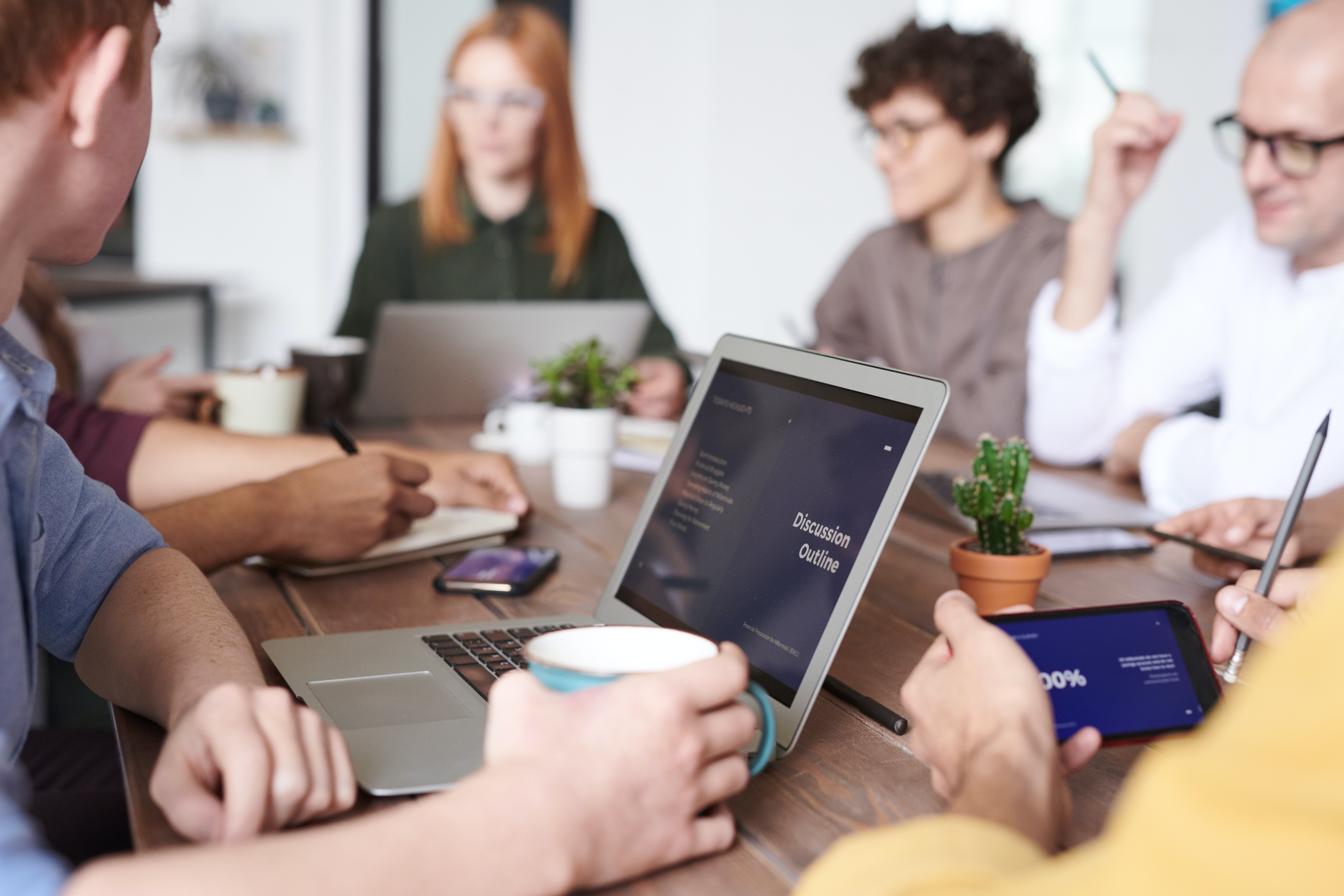 coworkers having a meeting in the office
