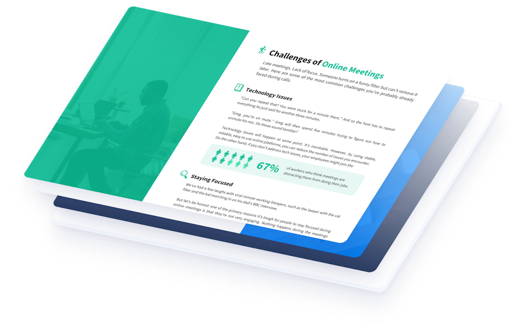 3D preview of the ebook green photo, challenges of online meetings