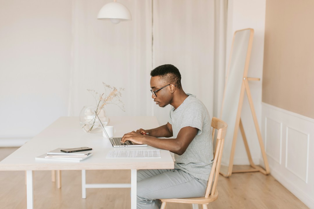 man working on computer
