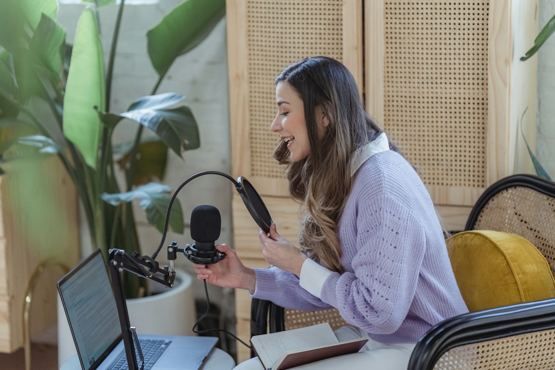 woman speaking in a microphone