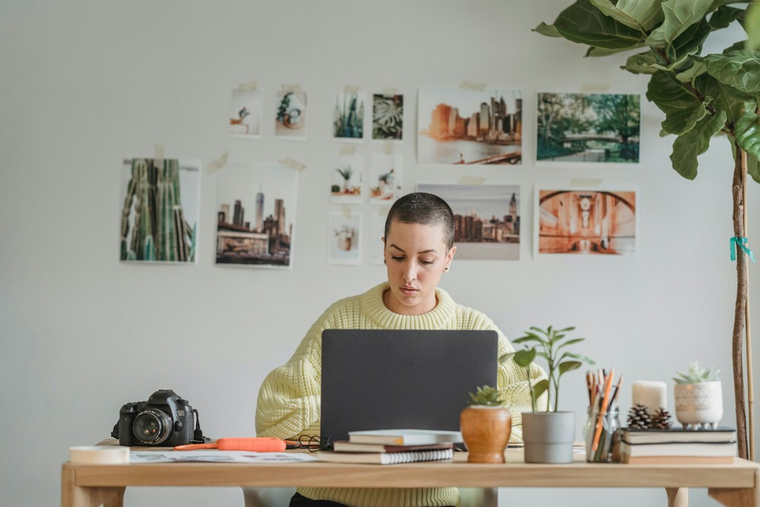 Young woman working on her laptop