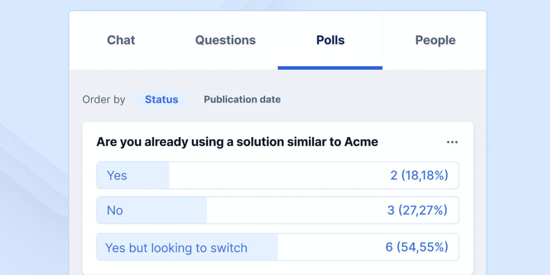 Interactive webinar with Livestorm Polls feature