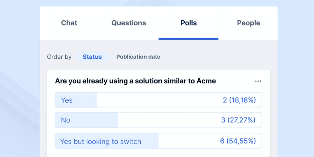 Interactive webinar with Livestorm Polls feature