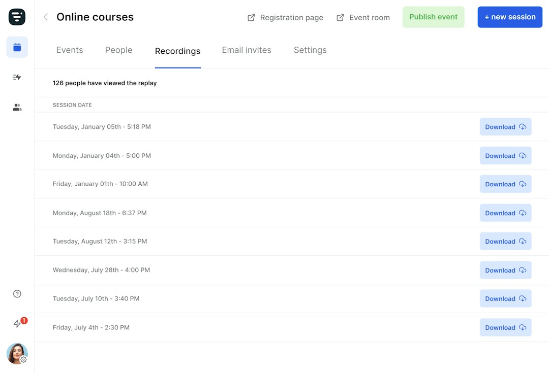 lista de participantes curso online