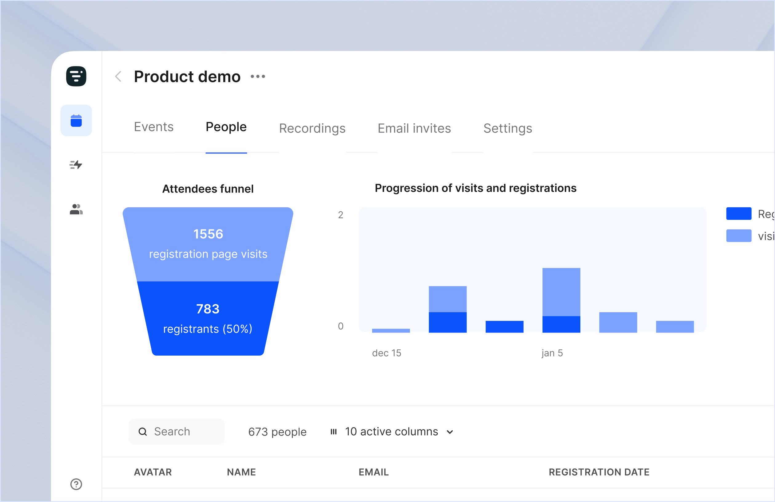 Analytics feature in Livestorm