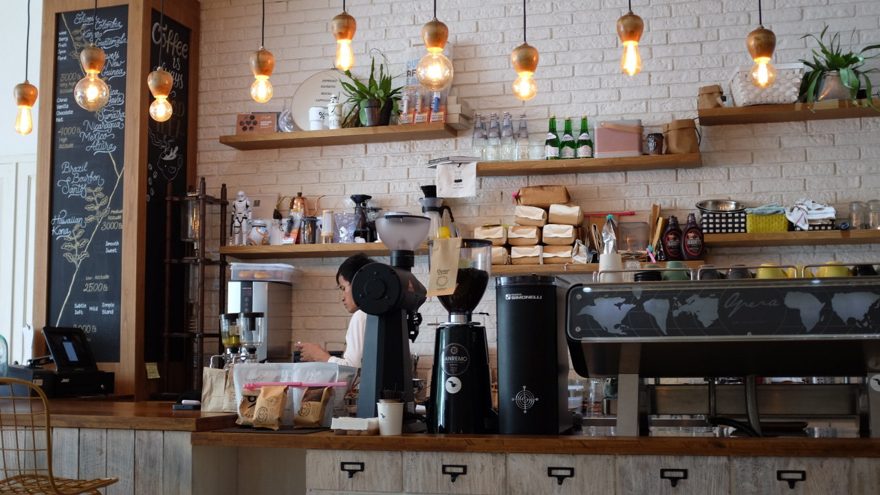 Virtual background coffee shop