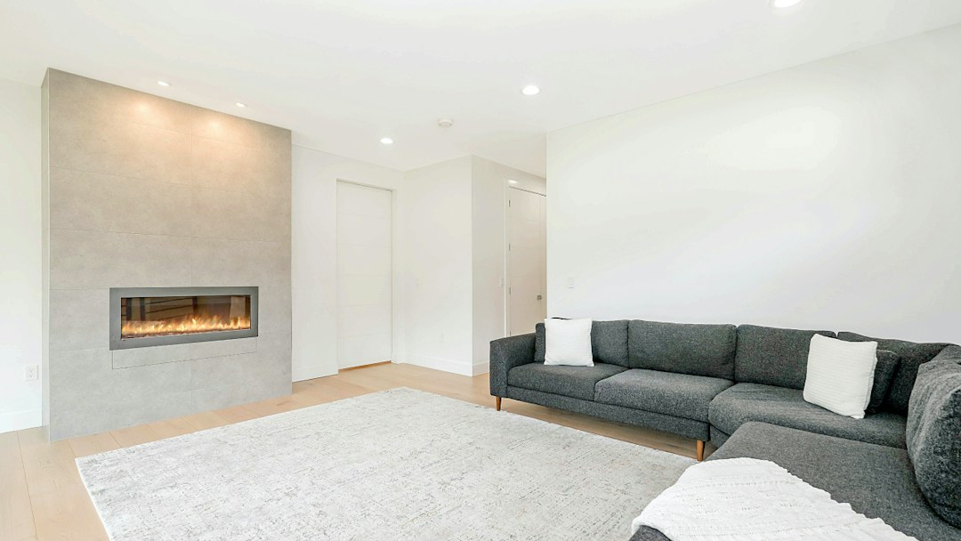 Virtual background living room with fireplace