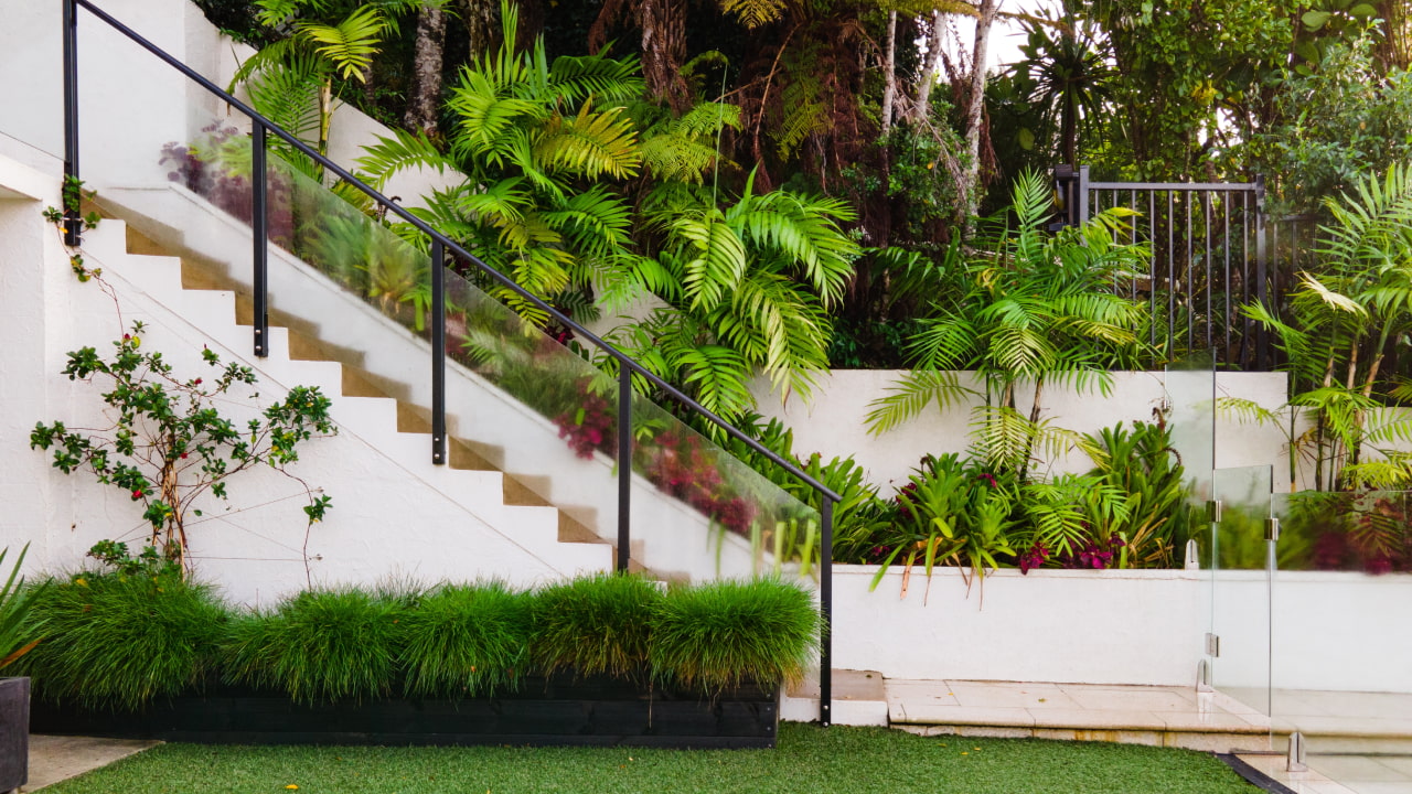 Arrière-plan virtuel maison jardin