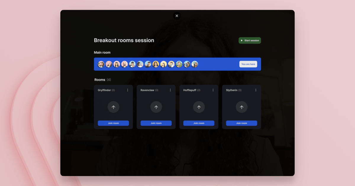 Asistentes a la reunión dividiéndose en diferentes grupos usando la plataforma virtual de aprendizaje Livestorm