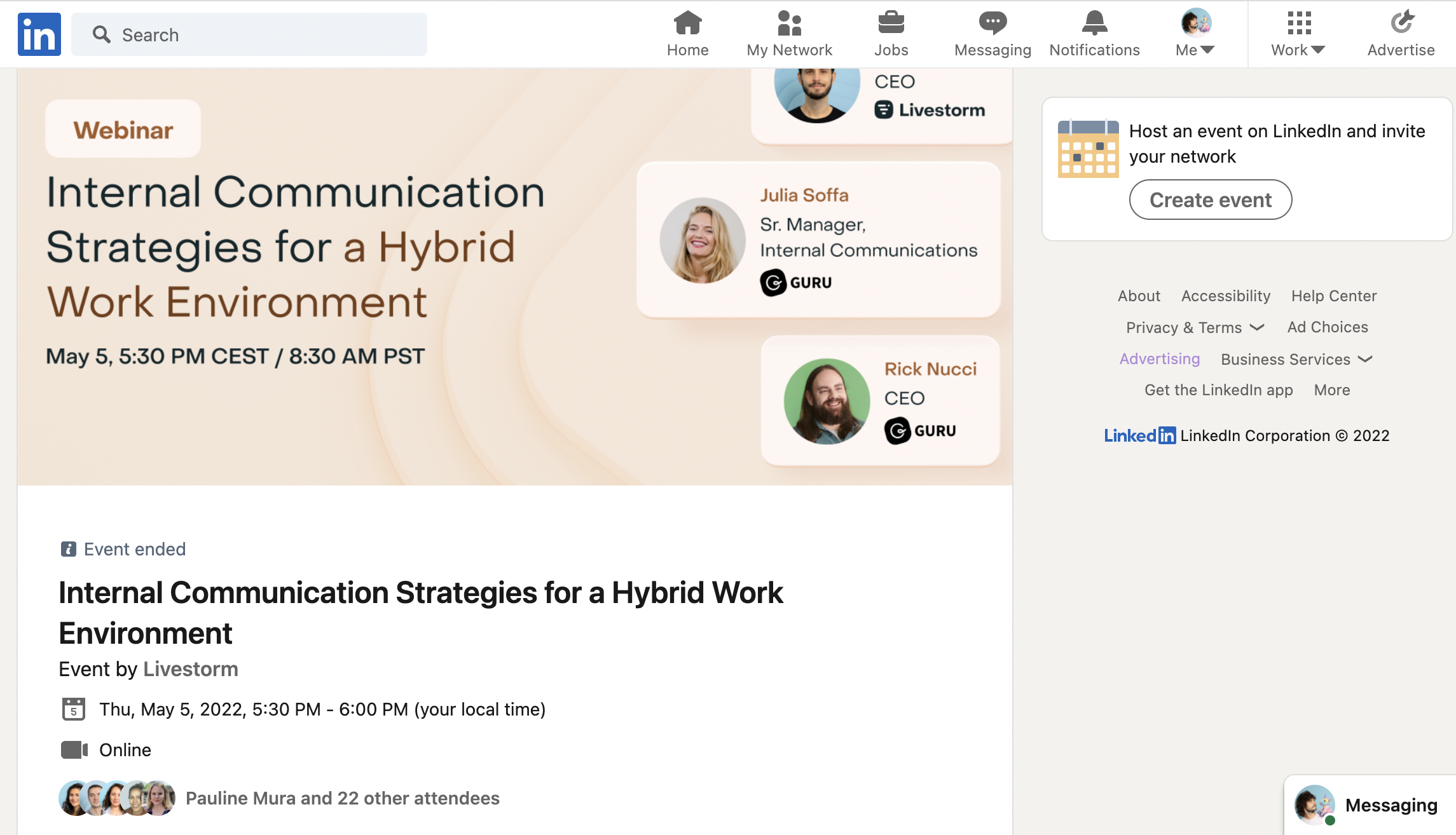 Use Linkedin events to promote your webinar