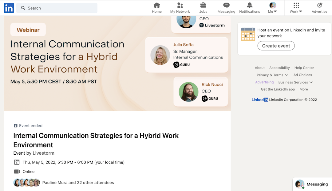 Use Linkedin events to promote your webinar