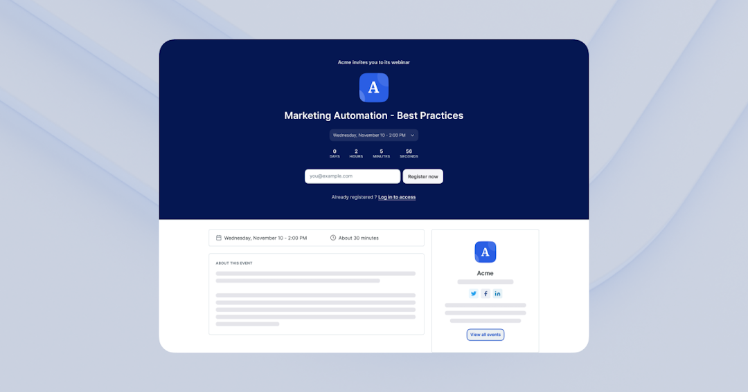 product demo registration page