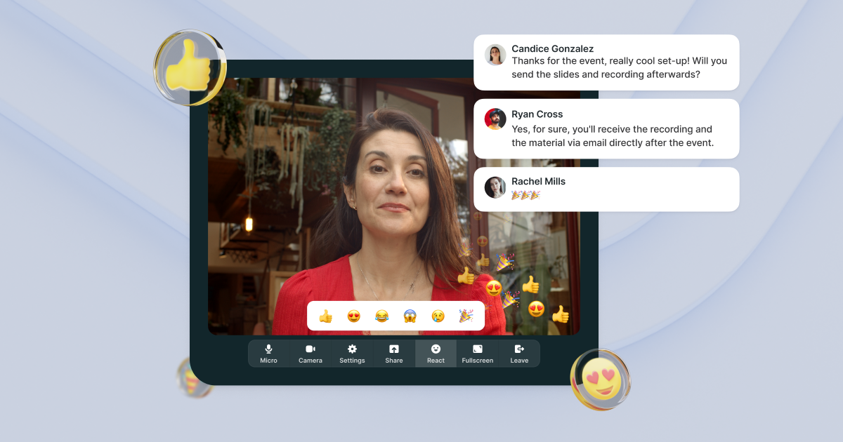 réactions emojis Livestorm