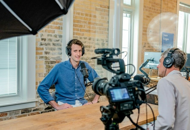 A man hosting an engaging webinar.