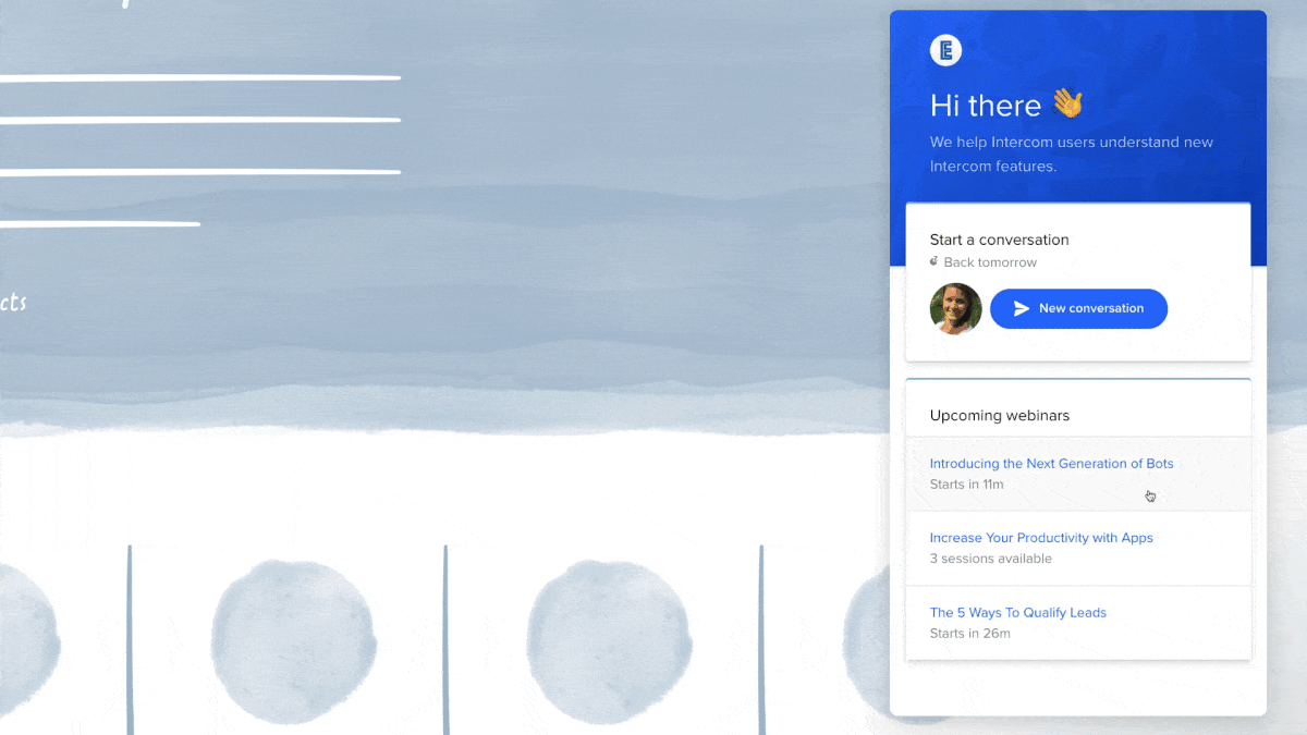 Use Intercom’s chat feature to generate leads