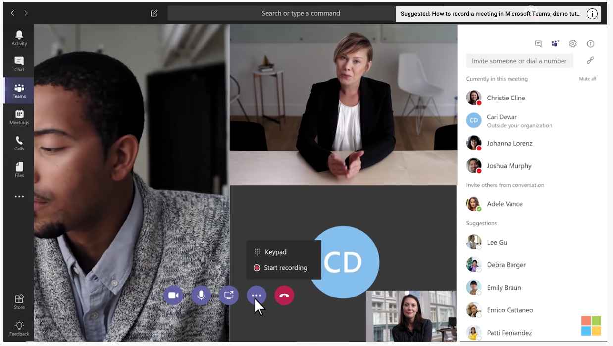 Microsoft Teams video conferencing tool integrates with all Microsoft products.